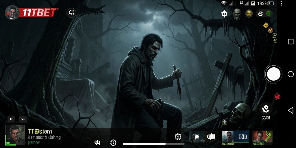 Tampilan gameplay menegangkan dalam 11TBET yang penuh dengan suasana horor.