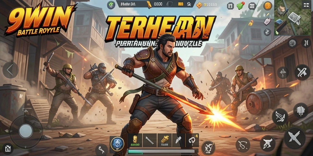 Screenshot gameplay seru 9WIN dengan aksi Battle Royale.