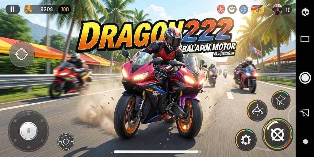 Tampilan gameplay DRAGON222 yang mendebarkan saat balapan motor.