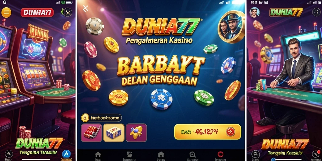 Screenshot DUNIA77 menampilkan permainan Kasino yang menarik dan seru.