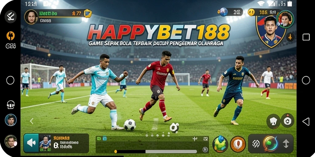 Tampilan gameplay seru di HAPPYBET188 dengan aksi sepak bola yang nyata.