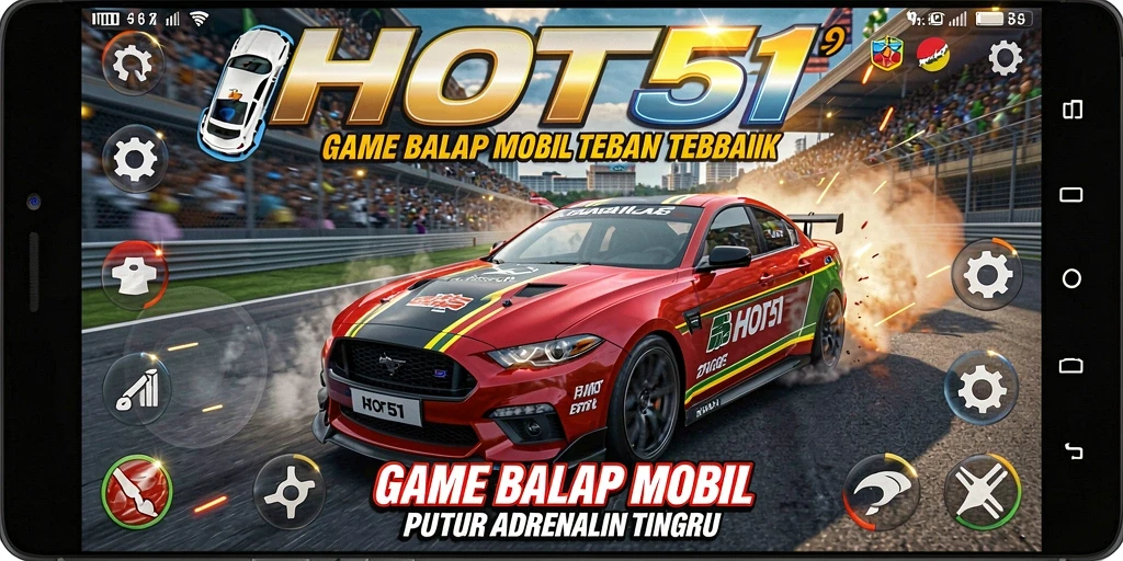 Tampilan gameplay memukau dari balapan HOT51 yang mendebarkan.