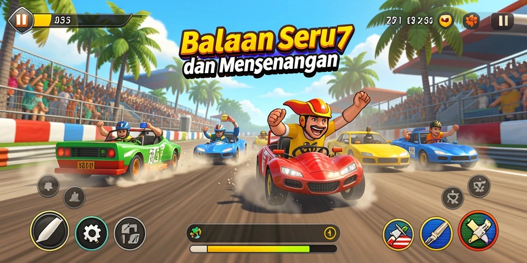 Gameplay menarik KOMEDI77 dengan lintasan balapan penuh warna.