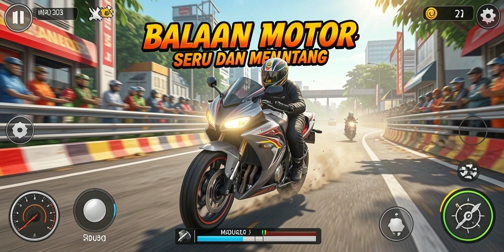 Gameplay seru di MADU303 dengan balapan motor yang menegangkan.