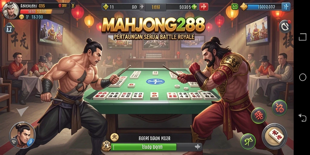 Tampilan gameplay seru dalam MAHJONG288 dengan aksi Battle Royale.