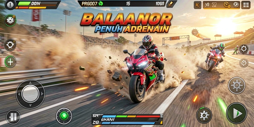Tampilan menarik dari permainan balapan motor yang menantang.