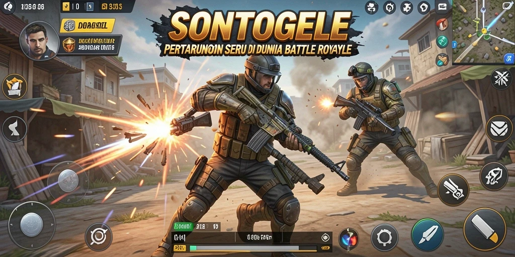 Tangkapan layar seru dari gameplay SONTOGEL saat pertempuran Battle Royale.