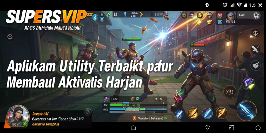 Screenshot SUPERSVIP menampilkan antarmuka aplikasi dengan fitur utility yang lengkap.